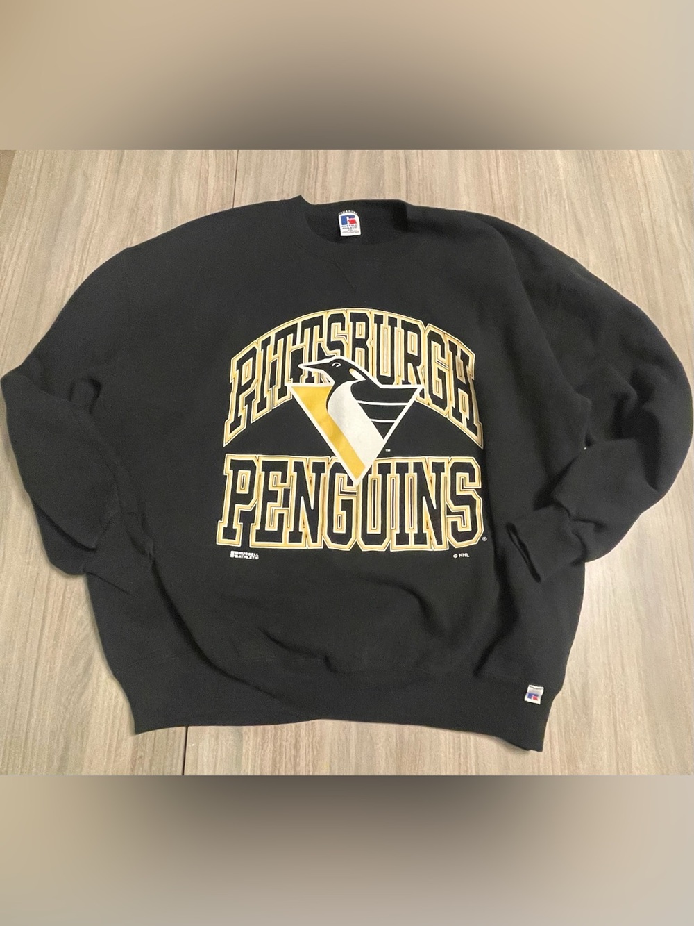 Vintage 90s Russell Athletic Pittsburgh Penguins Crewneck Sweatshirt Black XXL